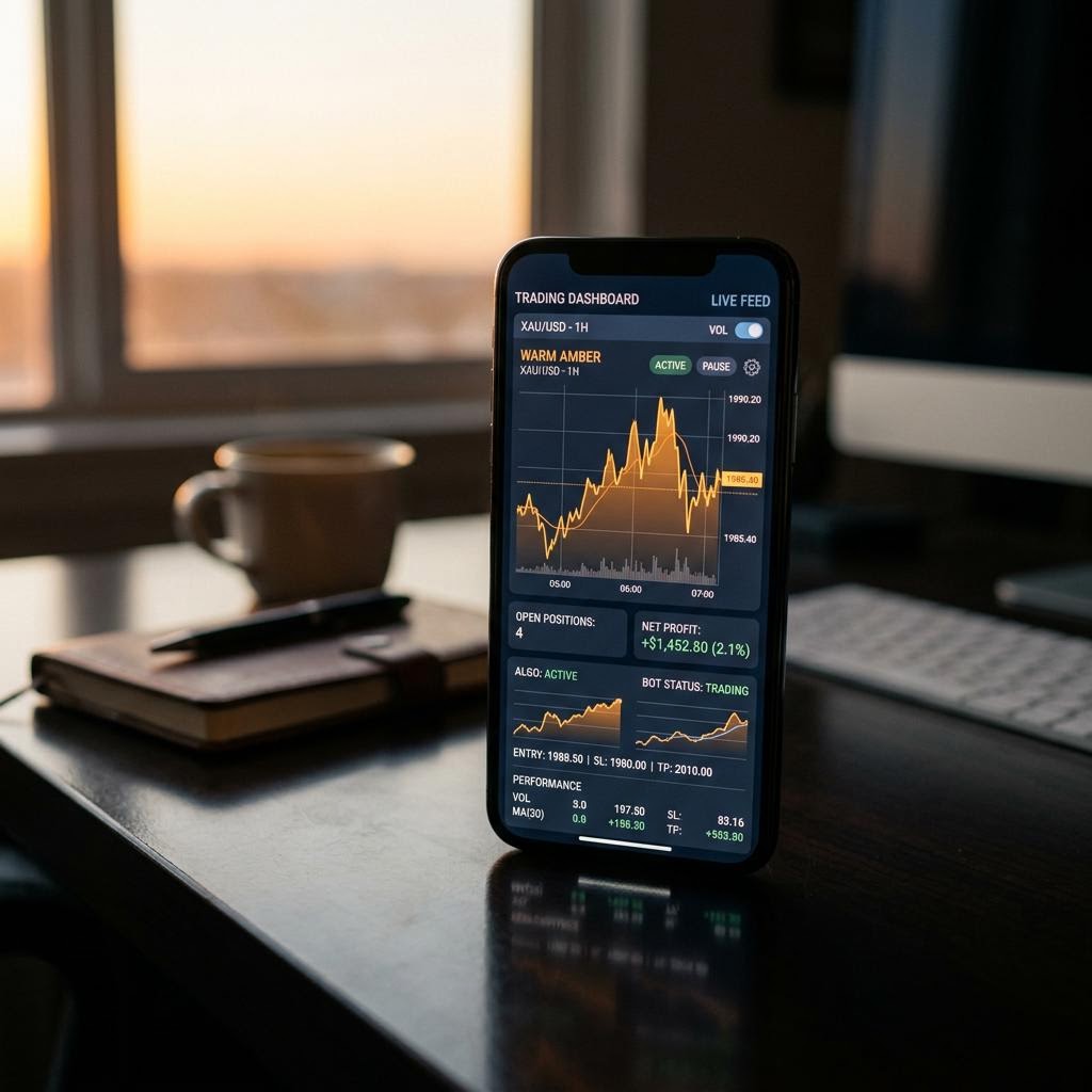 Tableau de bord de trading crypto Robuste Gagélure sur smartphone